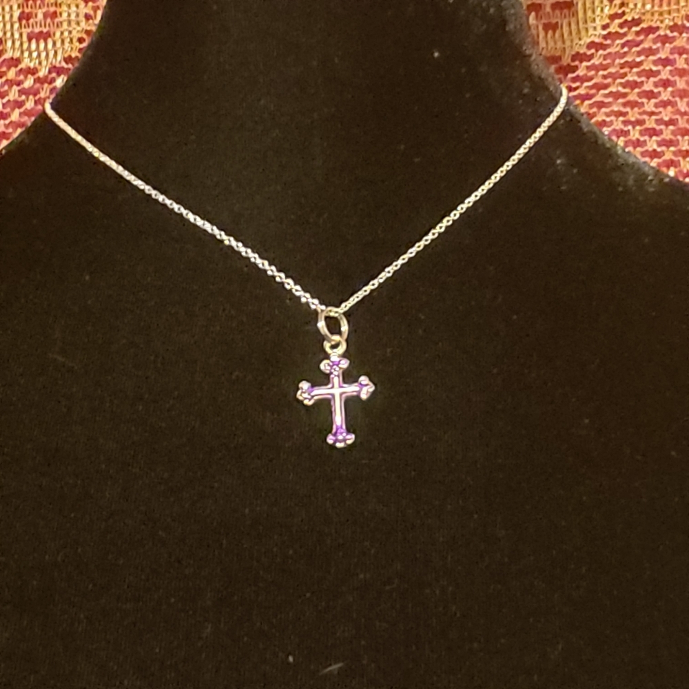 Vintage Purple enameled Cross Pendant
